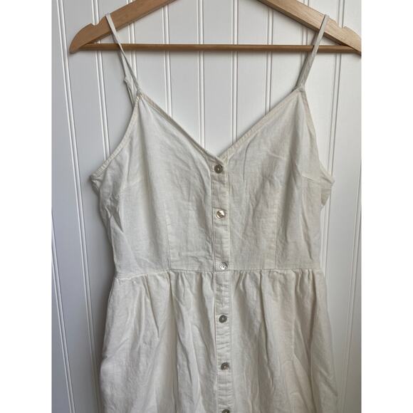 Target A New Day Linen Blend Sundress M White Spaghetti Strap Midi Button Front - Picture 3 of 7